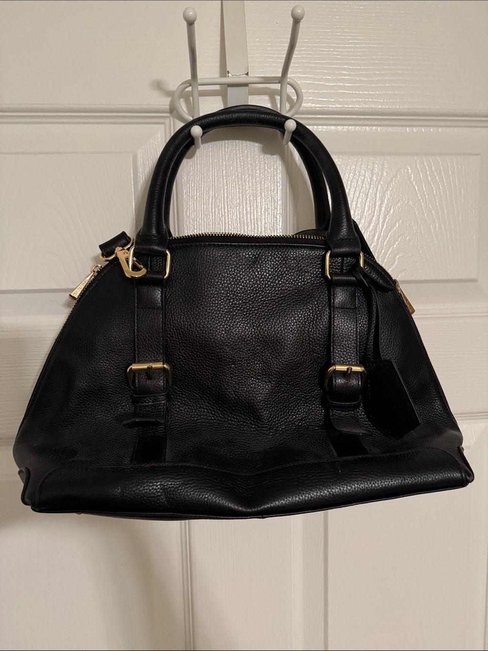 Classic Black Leather Satchel Handbag